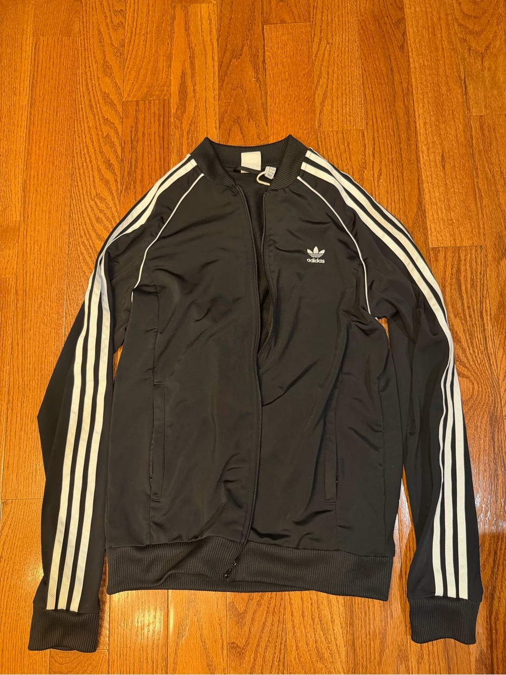 adidas Black Zip-Up Jacket with White Logo kids xl